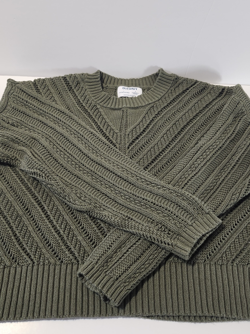 Old Navy Cropped Chevron Open-Knit Sweater In Alpine Tundra - Size Large - Picture 5 of 10